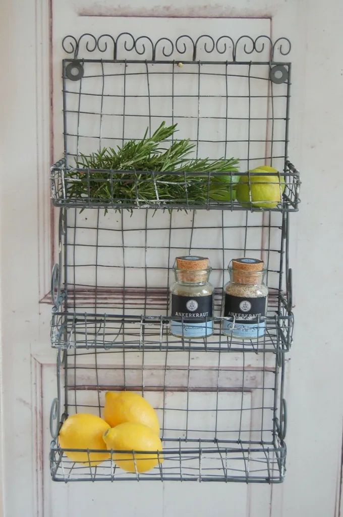 Landhaus Wandkorb, Regal, Johann, Antikgrau, 57 Cm Im Shabby Antique Chic – Bild 4