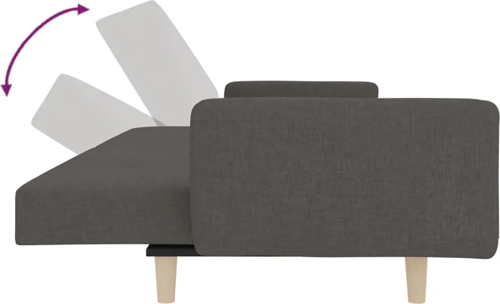 VidaXL Schlafsofa 2-Sitzer Mit 2 Kissen Dunkelgrau Stoff – Bild 8