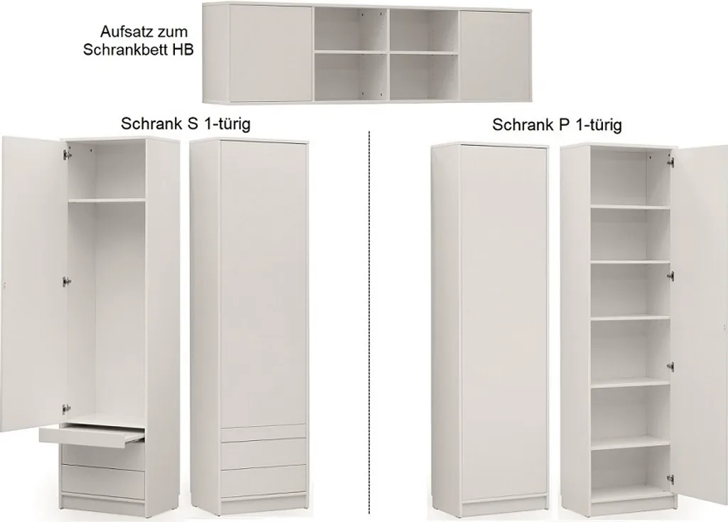 Schrankbett Klappbett Wandbett Horizontal HB 140 X 200, Schrankklappbett Mit Aufsatz Und 2 Schränken Weiß Eiche Sonoma, Lancelot Mit Schwarz – Bild 8