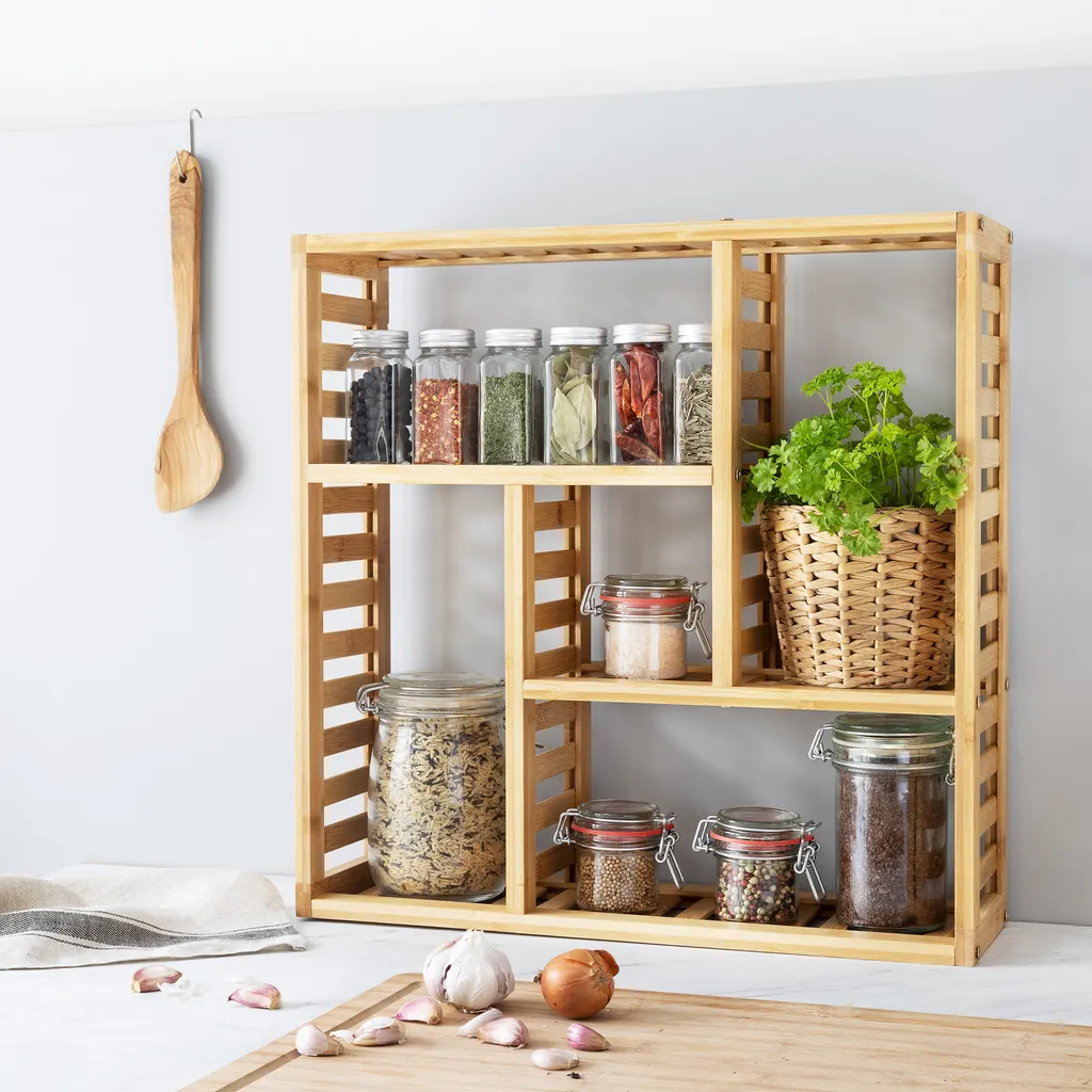 Navaris Bambus Badregal Inkl. Montage-Material - 50x50x15cm Regal Für Bad Küche Büro Flur Wohnzimmer - Wandregal Bambusregal Badezimmer – Bild 2