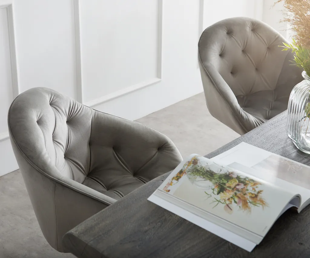 DELIFE Schwingstuhl Gaio-Flex Samt Grau Freischwinger Flach Chrom – Bild 5