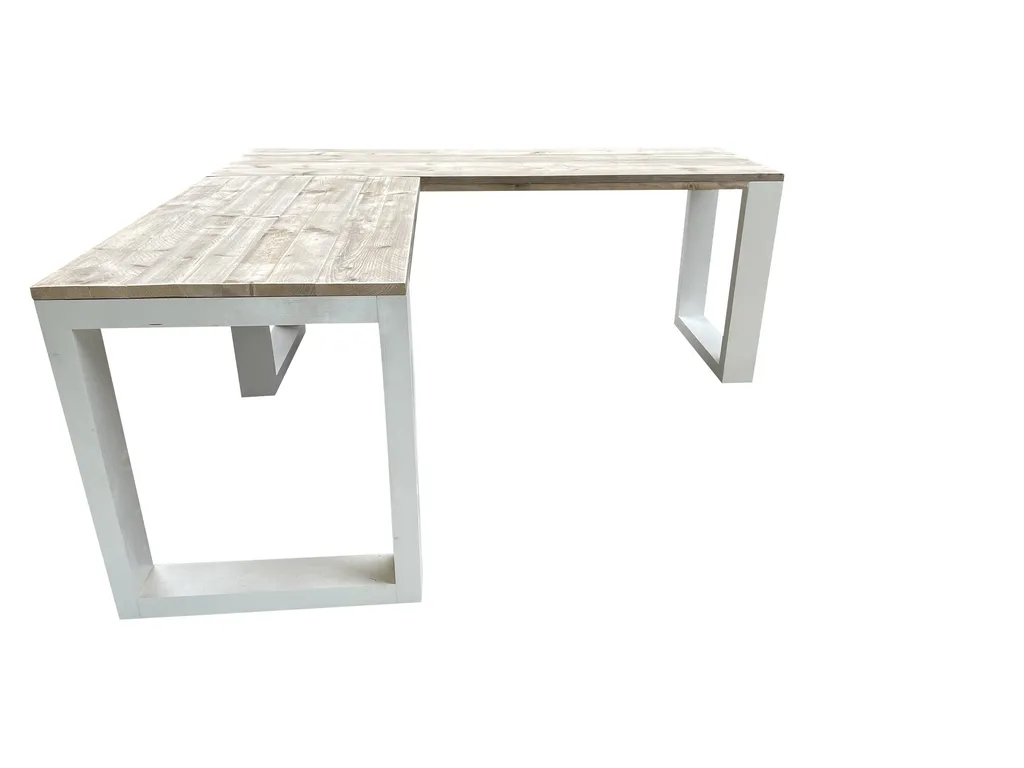 Wood4you - Eckschreibtisch - New Orleans Gerüstholz 200/130Lx70Tx75H Weiß – Bild 3