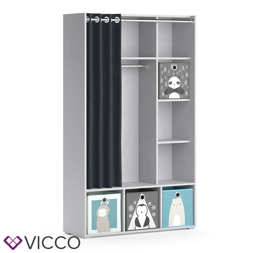 Vicco Kleiderschrank + Faltboxen Luigi Grau 104,4 X 173,8 X 35 Cm Holzwerkstoff – Bild 2