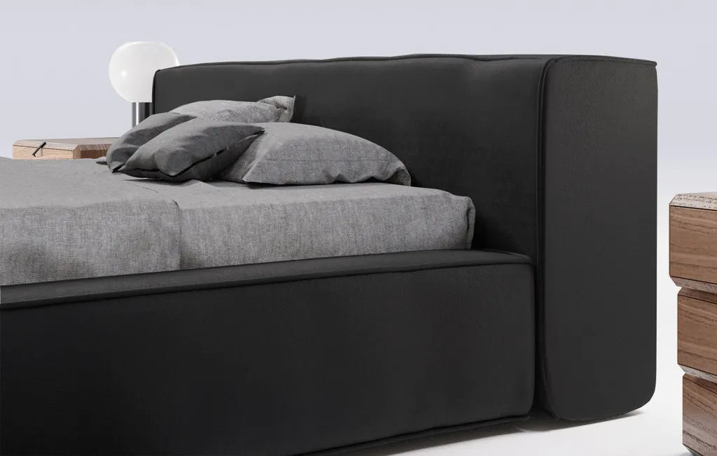 GRAINGOLD Design Polsterbett 180x200 Cm Armani - Premium Stoff, Bettkasten, Lattenrost - Modern Polsterbett - Schwarz (Solar 99) – Bild 5