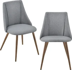 2x Polsterstuhl Design Stühle Esszimmerstuhl 2er Set Textil Grau Bürostuhl Mit Metallbeinen In Holzoptik 2 Stk. [en.casa]