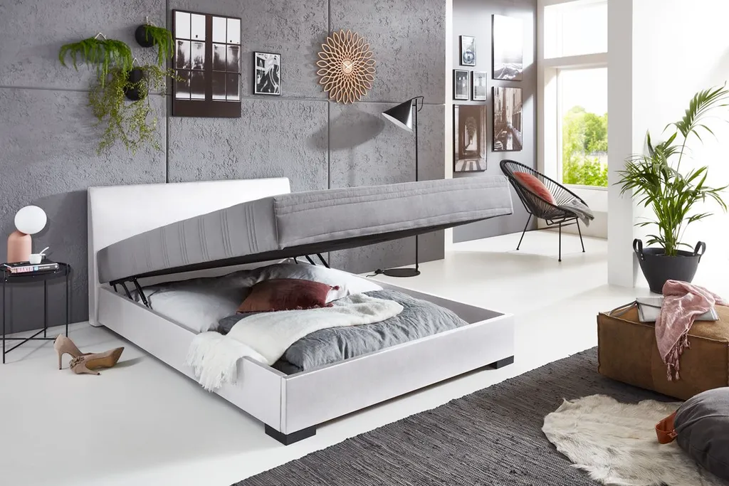 Relita Polsterbett MELS Weiß/anthrazit 140x200 Cm Mit Federkernmatratze Und Bettkasten – Bild 3