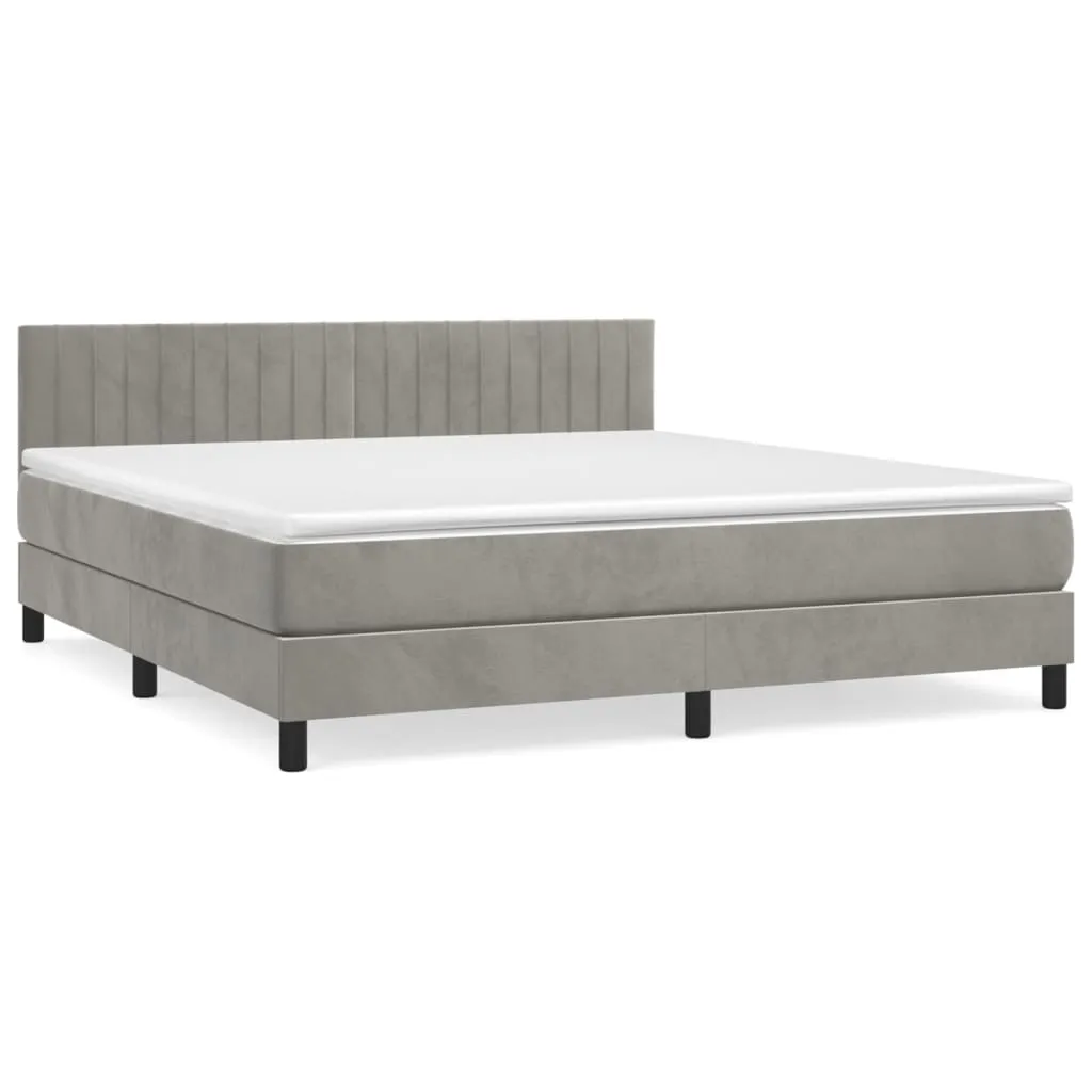 VidaXL Boxspringbett Mit Matratze Hellgrau 160x200 Cm Samt