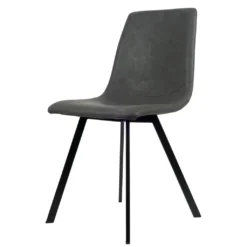 Boston Esszimmerstuhl - Anthrazit - Kunstleder - Schwarze Stahlbeine
