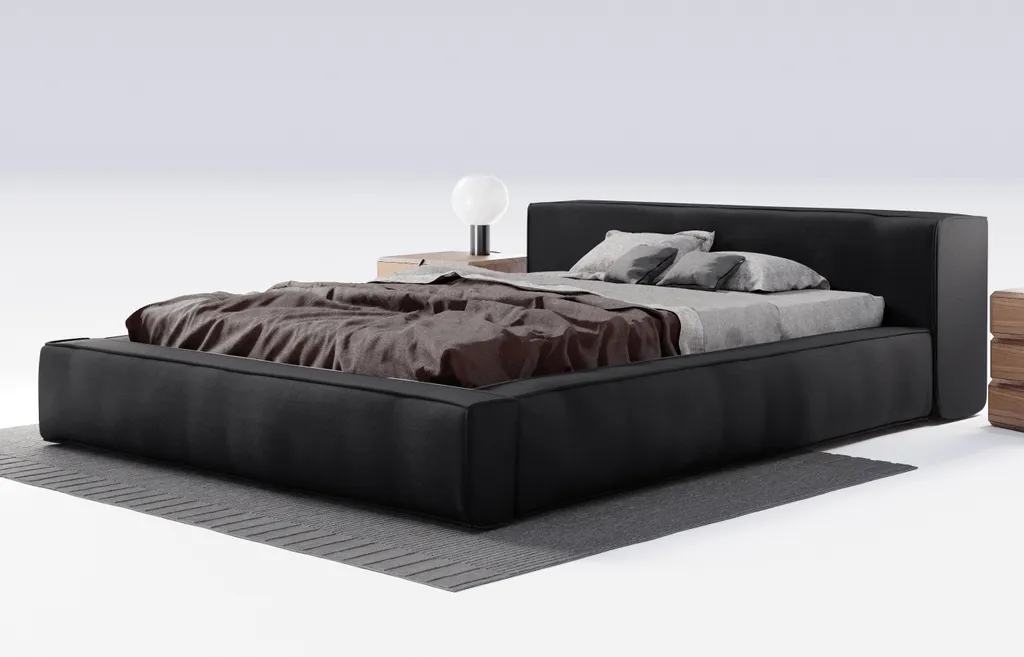 GRAINGOLD Design Polsterbett 160x200 Cm Armani - Premium Stoff, Bettkasten, Lattenrost - Modern Polsterbett - Schwarz (Solar 99)