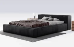 GRAINGOLD Design Polsterbett 180x200 Cm Armani - Premium Stoff, Bettkasten, Lattenrost - Modern Polsterbett - Schwarz (Solar 99)