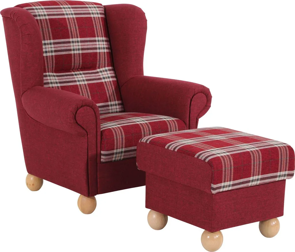 Max Winzer Ohrenbackensessel Monarch Flachgewebe Rot – Bild 5