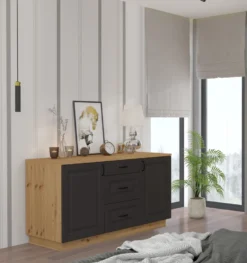 Kommode Stilo 150 Cm Esszimmer Landhaus Grau Eiche Artisan Buffet Küche Anrichte