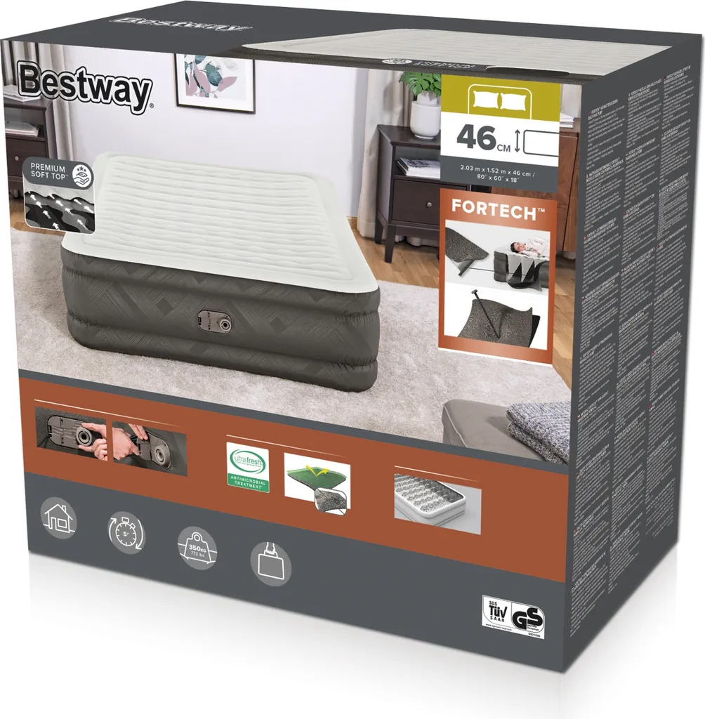 Bestway® Fortech™ Luftbett Mit Integrierter Elektropumpe Double XL/Mid 203 X 152 X 46 Cm – Bild 4