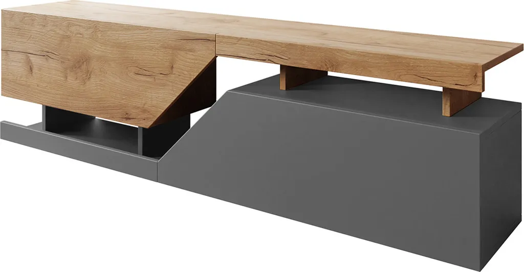 Mirjan24 TV-Lowboard Ceelias, Stilvoll TV-Schrank Vom Hersteller, RTV-Tisch, Mediaschrank (Farbe: Wotan / Anthrazit) – Bild 2