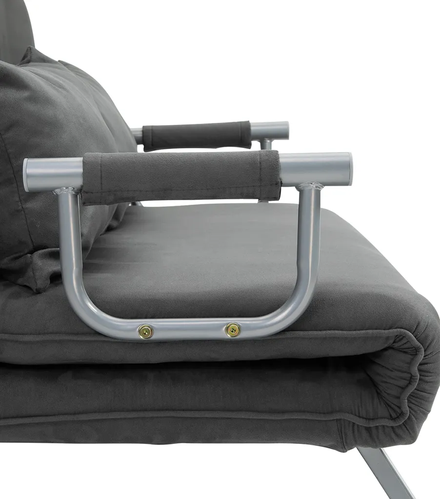 HOMCOM Doppelsofa Mit 2 Kissen Schlafsofa Mit Verstellbarer Rückenlehne Stoffabdeckung Abnehmbar Faux Suede Stahl Schaumstoff Grau 105 X 80 X 78 Cm – Bild 8