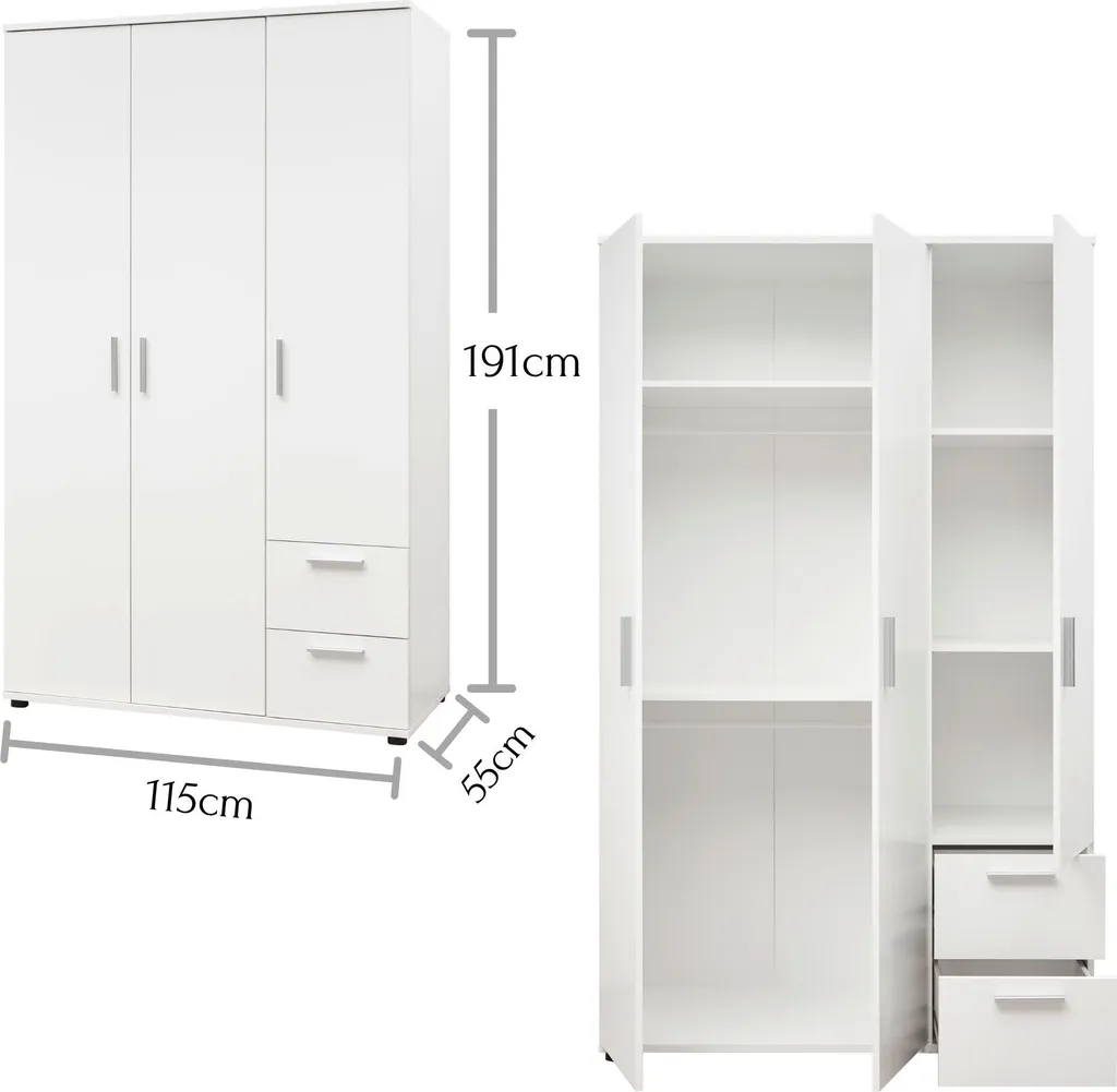Schrank Kinderkleiderschrank Kinderzimmer Kleiderschrank "Christian I" Weiß – Bild 5