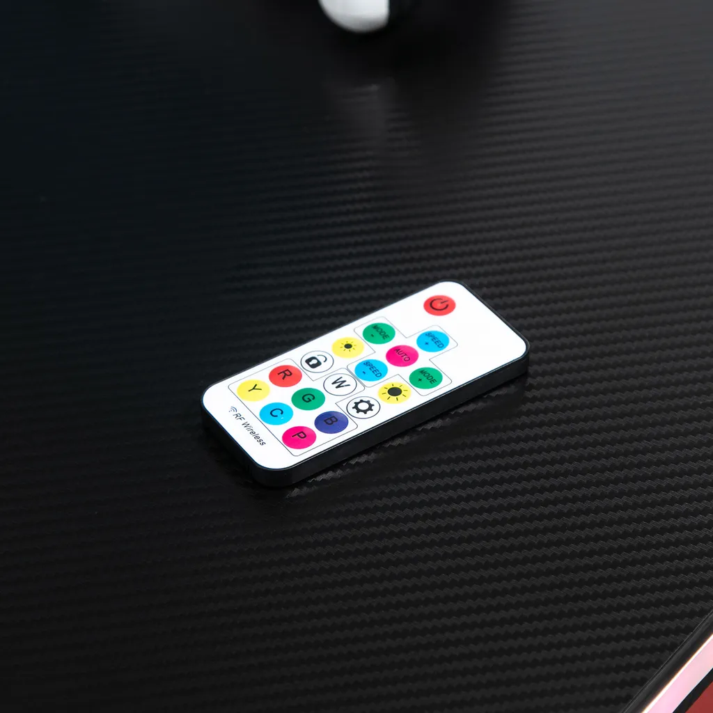 HOMCOM Gaming Tisch RGB-Lichter Schreibtisch R-förmiger 4 Verstellbare Fußstützen Computertisch Arbeitstisch Spanplatte Metall Schwarz+Rot 120 X 60 X 74,5 Cm – Bild 9