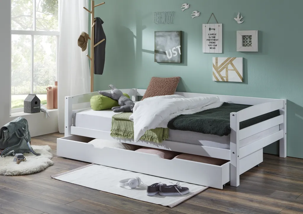 Relita Einzelbett Nora In Buche Massiv, Weiß Lackiert, Liegefläche 120x200 Cm, Ohne Lattenrost; EB2691117-B120 – Bild 2