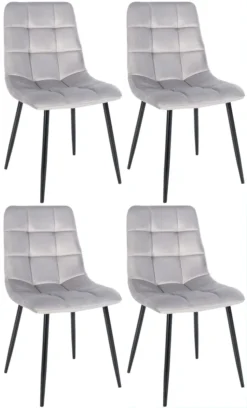 CLP 4er Set Esszimmerstühle Antibes Gesteppt, Farbe:grau