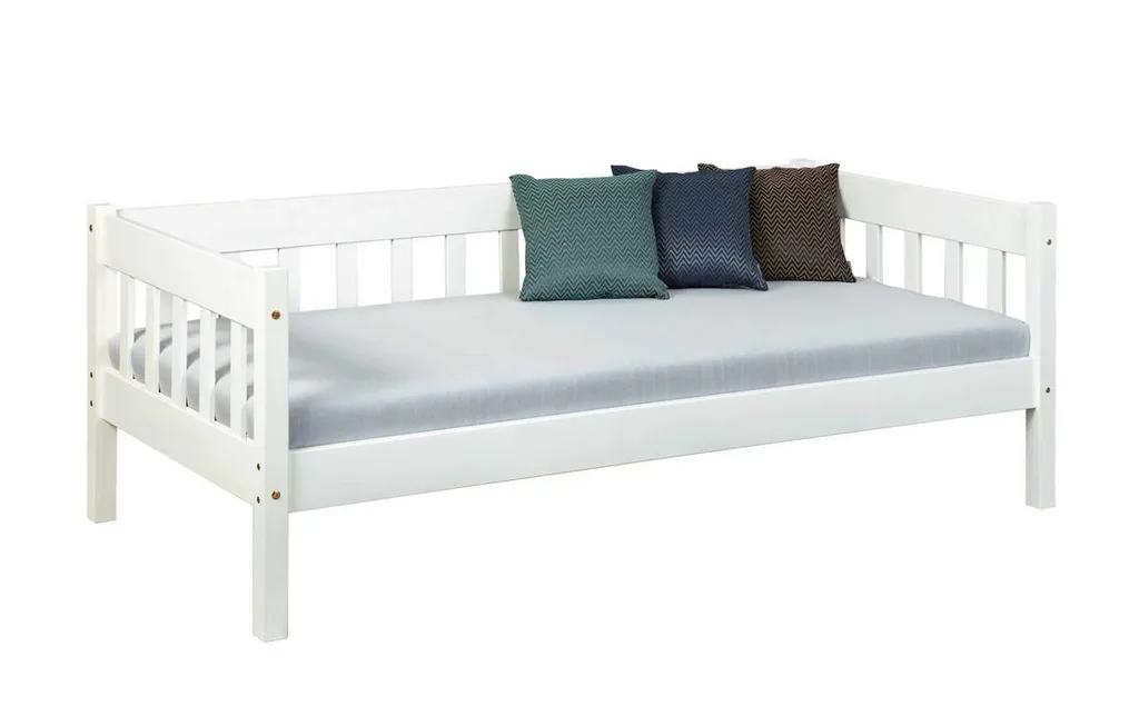 Sofabett Einzelbett SINTRO 90 X 200 Cm Kiefer Massivholz Weiß Lackiert – Bild 3