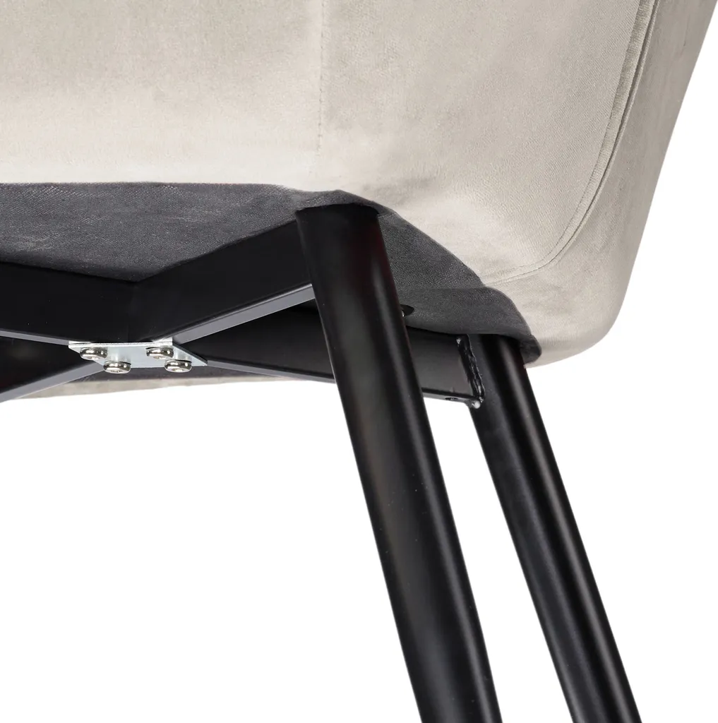 Tectake 4er Set Stuhl Marilyn Samtoptik, Schwarze Stuhlbeine - Crème/schwarz – Bild 11