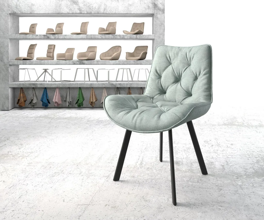 DELIFE Esszimmerstuhl Taimi-Flex Stripes Mint 4-Fuß Oval Schwarz