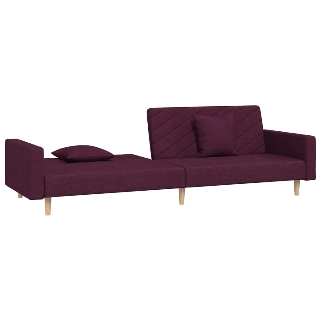 VidaXL Schlafsofa 2-Sitzer Mit 2 Kissen Lila Stoff – Bild 5