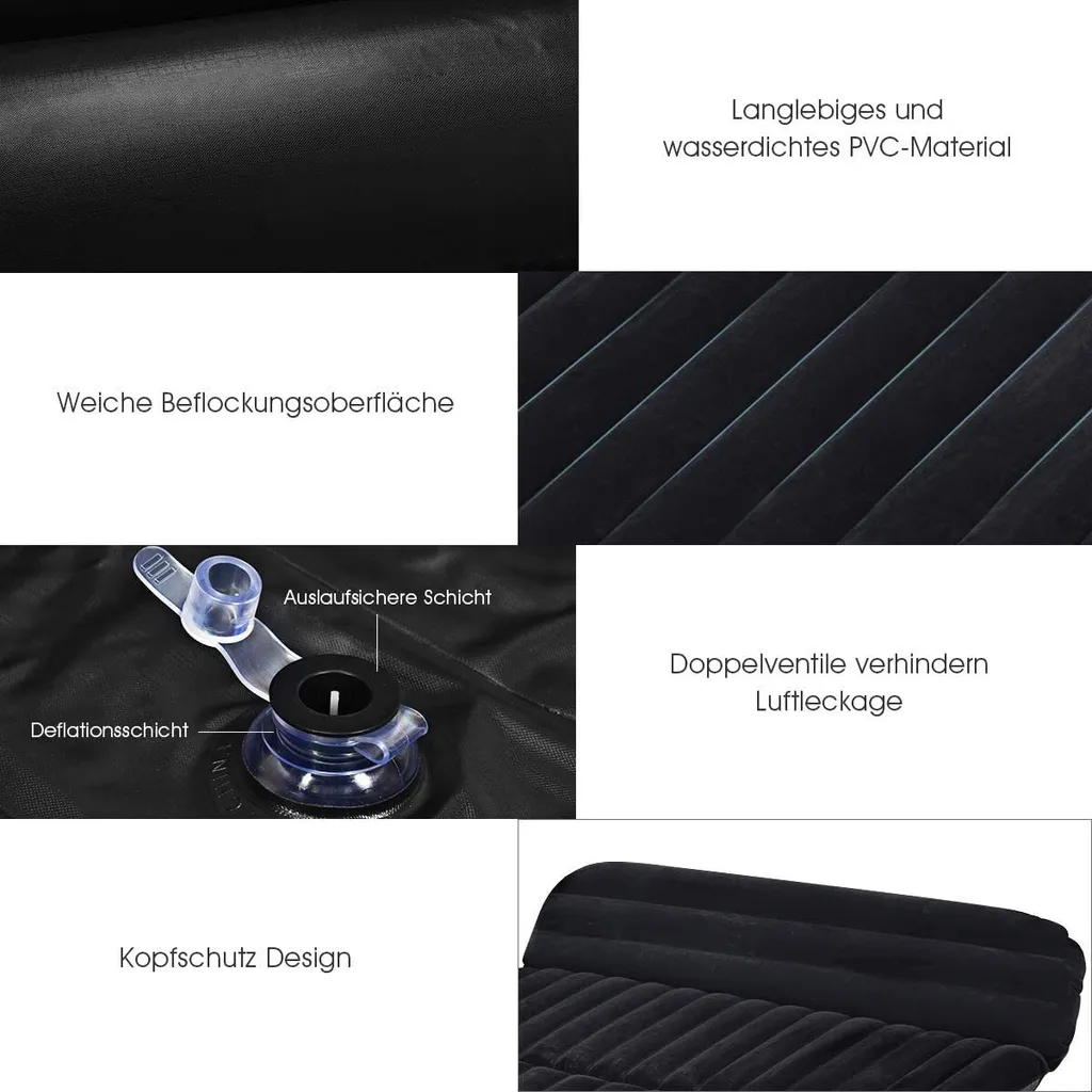 COSTWAY Luftmatratzen Autoluftmatratze Luftbett Aufblasbare Auto Matratze Mit 12V/40W Luftpumpe Für Camping Und Reisen – Bild 3