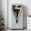 COSTWAY Kleiderschrank Mit Kleiderstange Stoffschrank Faltkleiderschrank 172x74x50cm Grau