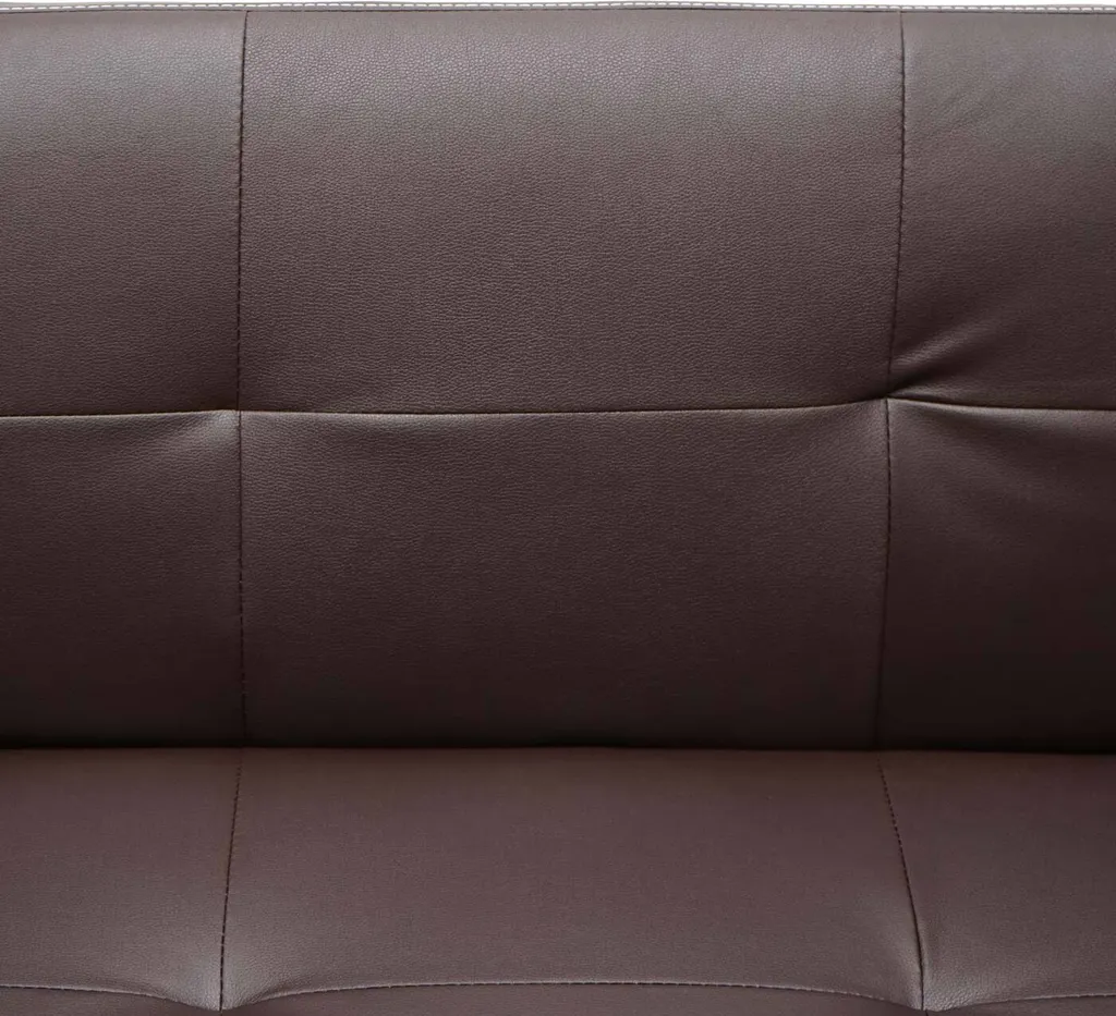 3er-Sofa HWC-G11, Couch Schlafsofa Gästebett Bettsofa Klappsofa, Schlaffunktion 195cm Kunstleder, Braun – Bild 4