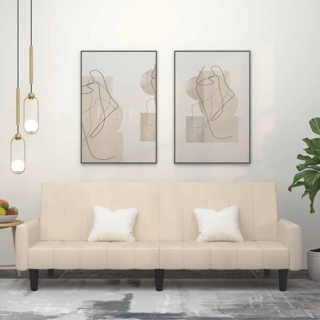 VidaXL Schlafsofa 2-Sitzer Creme Samt