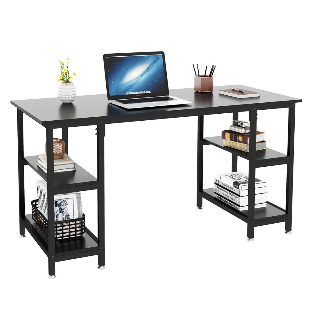 Dripex Schreibtisch Computertisch Bürotisch Eckschreibtisch Gaming Tisch PC Mit Regalfächer Schwarz 120 X 48 X 76CM – Bild 4