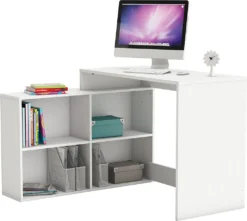 Eckschreibtisch Schreibtisch Arbeitstisch Bürotisch Tisch "Dewirovo I" (Weiß)