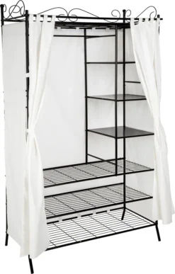Tectake Metall-Garderobenschrank Mit Vorhang 112x207x57cm - Schwarz