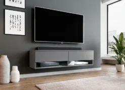 SALE! Aktion FURNIX TV-Schrank ALYX 140 Cm Lowboard Mit LED-Beleuchtung Anthrazit