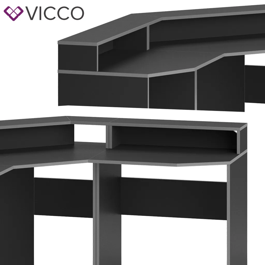 Vicco Computertisch Set 1 Kron Schwarz Grau Holzwerkstoff – Bild 6