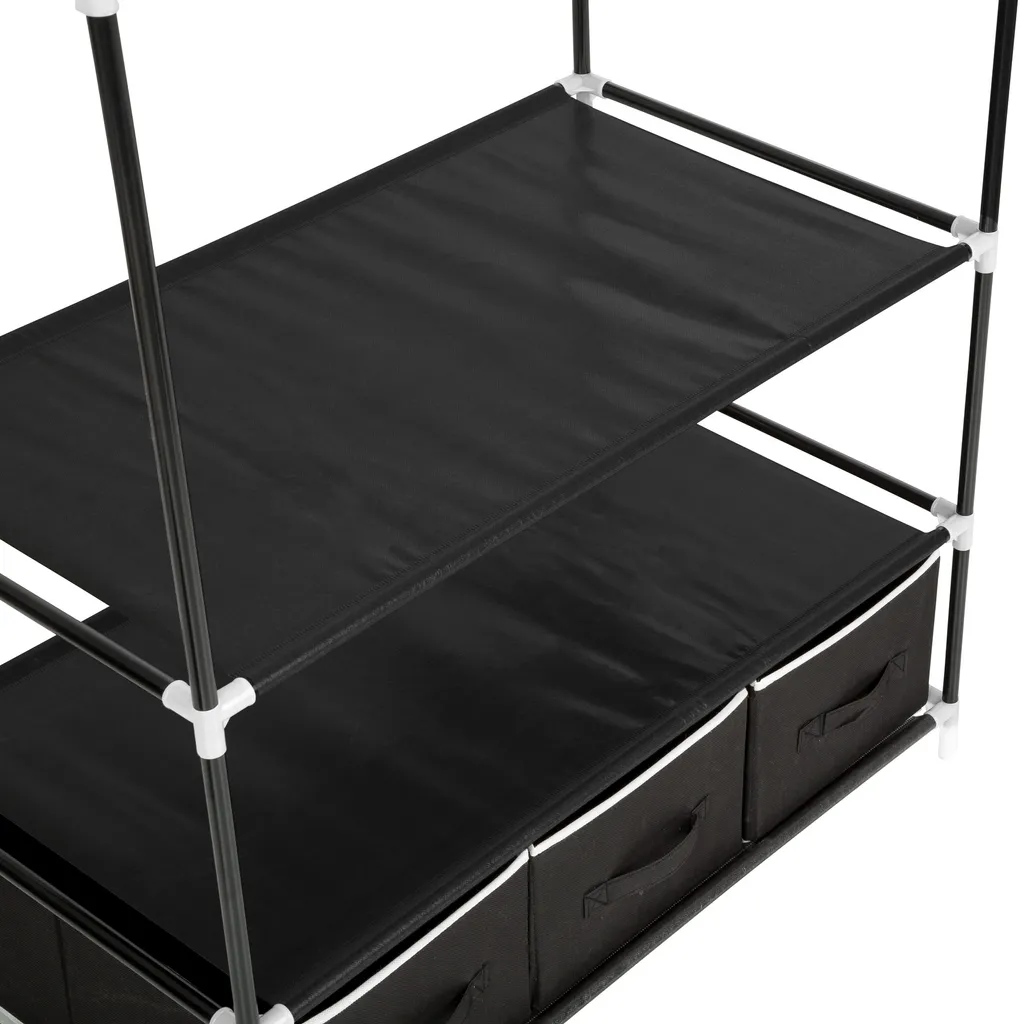 Tectake Stoffschrank 3 Fächer Inkl. 3 Boxen 87x159x49cm - Schwarz – Bild 5