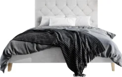 GRAINGOLD Polsterbett 160x200 Cm Soler -Samtstoff, Bettkasten, Lattenrost, Holzfüße - Grau (Magic Velvet 2239)