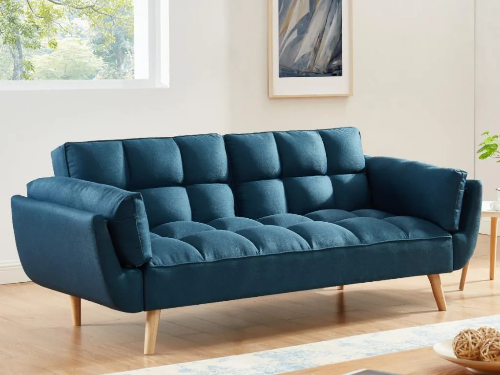 Schlafsofa Klappsofa 3-Sitzer - Stoff - Blau - LOELINE – Bild 5