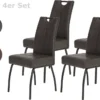 4er Set Esszimmerstuhl Beate -Nachbildung Microfaser Vintage Anthrazit - 140 Kg Belastbar - Komfortsitz Federkorb