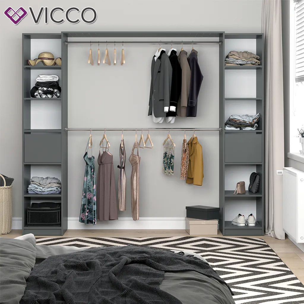 Vicco Kleiderschrank Visit Anthrazit 225,4 X 189,4 X 49,9 Cm Holzwerkstoff – Bild 4
