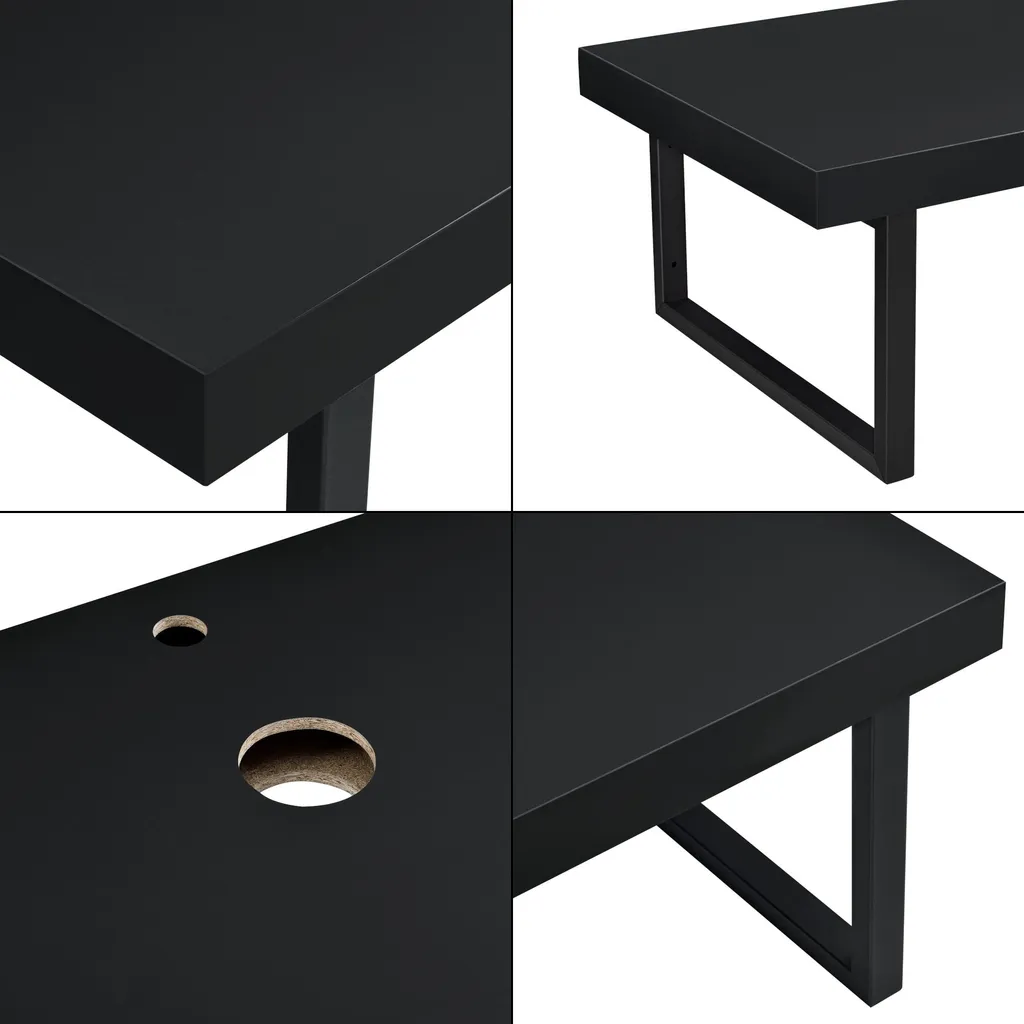 Waschtischplatte HLO-PX48 100x45x30 Cm Mit Handtuchhalter Schwarz Matt – Bild 5