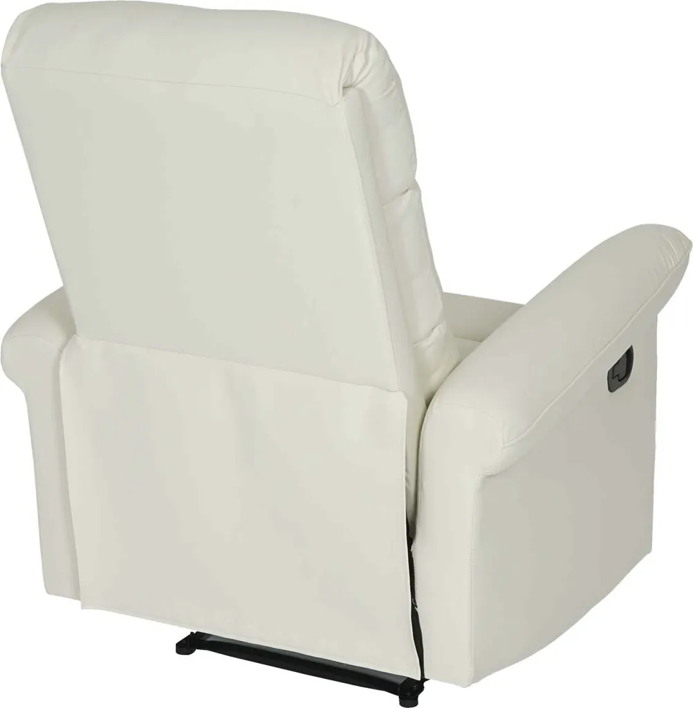 Fernsehsessel HWC-J96, Relaxsessel Sessel Liegesessel, Liegefunktion Verstellbar Kunstleder Creme-weiß – Bild 4
