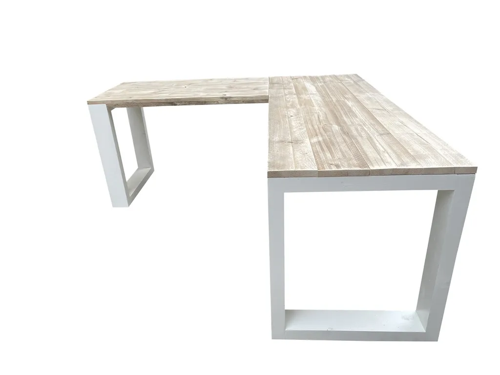 Wood4you - Eckschreibtisch - New Orleans Gerüstholz 200/130Lx70Tx75H Weiß – Bild 4