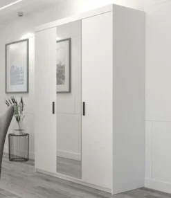 Furnix Schlafzimmerschrank Eliza 3D B133 X H190,5 X T53 Cm 3-türiger Kleiderschrank Weiss