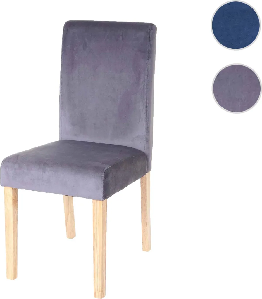 Esszimmerstuhl Littau, Stuhl Küchenstuhl, Samt Grau, Helle Beine – Bild 8