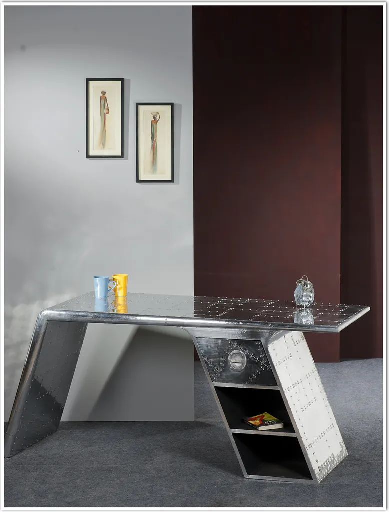 SIT Möbel Schreibtisch | 2 Offene Fächer, 1 Schublade | Mit Alu Beschlagen | Aus Mangoholz Und MDF | B 175 X T 60 X H 75 Cm | Silber | 81707-21 | Serie AIRMAN – Bild 11