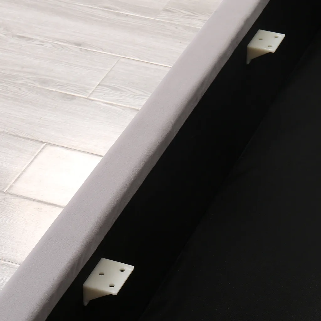 Merax Hydraulisches Boxspringbett 180x200cm Polsterbett Mit Bettkasten, Lattenrost Und Stauraum, Ohrenform Staumraumbett Doppelbett Aus Samt, Grau – Bild 6