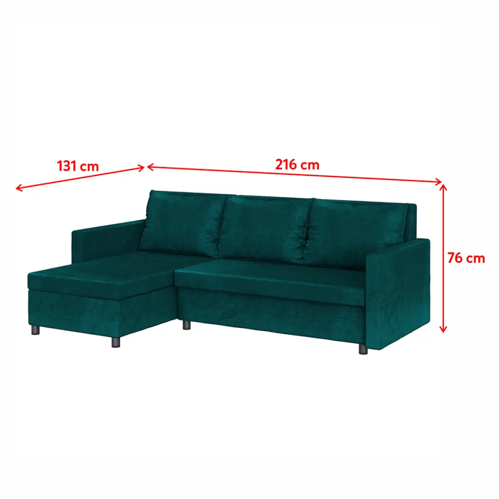 Selsey Ecksofa SELEFER Schlafsofa Mit Wasserabweisendem Veloursbezug In Dunkelgrün, Bettkasten Und Losen Rückenkissen, 216 Cm Breit – Bild 5