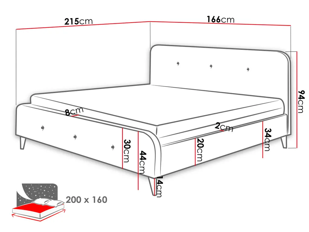Mirjan24 Polsterbett Loham 160x200, Schlafzimmer, Doppelbett Mit Lattenrost, Stilvoll Bett (Farbe: CF0007-12) – Bild 5
